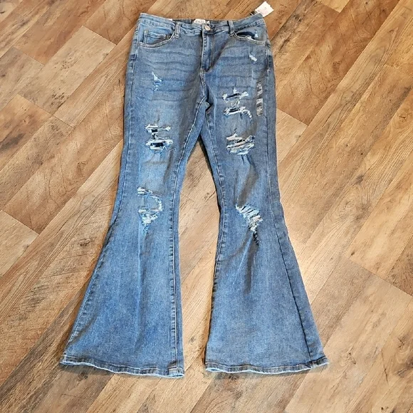 Rue21 Blue Flare & Wide Leg Jeans - Picture 1 of 8